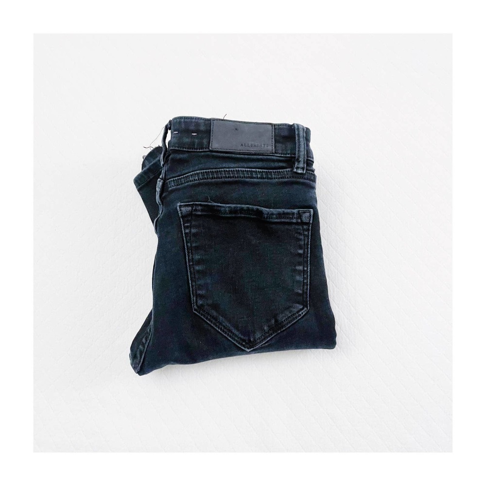 All Saints Distressed Skinny Black Faded Denim SZ26